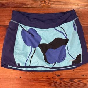 Patagonia Blue and Black Floral Mini Skirt